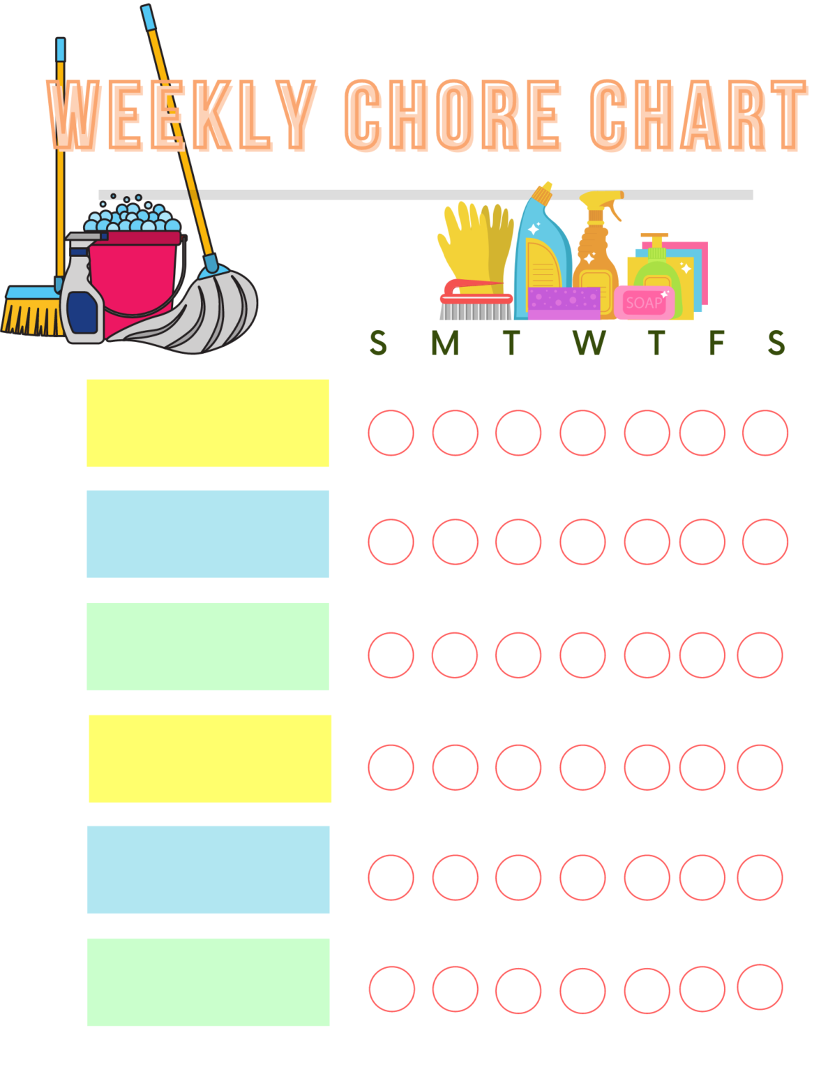 Customizable Weekly Chore Chart for Kids