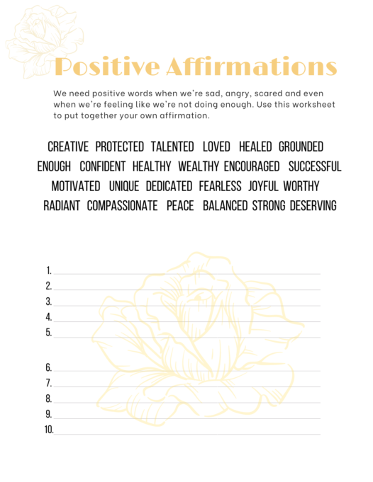 Positive Affirmation Worksheet – miiriya