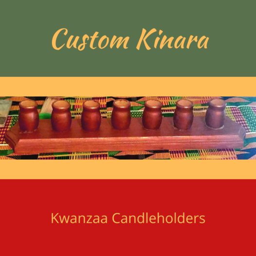 Image displaying a handmade kinara, a seven candle holder for the kwanzaa season