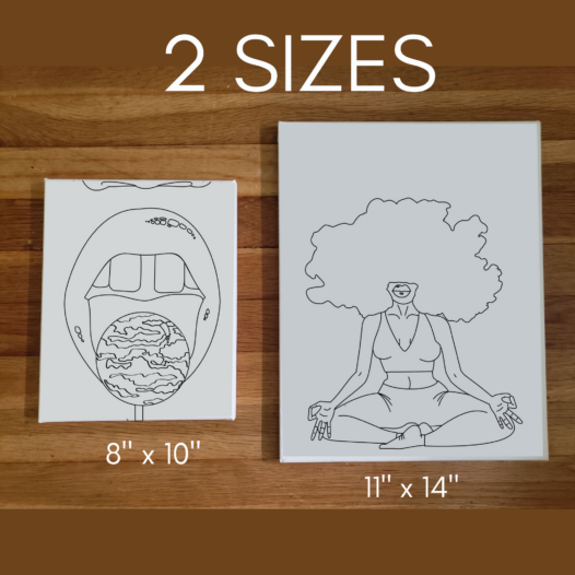 This image shows 2 canvas sizes. An 8x10" and 11x14"