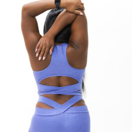 Blue Crisscross Gym clothes sports bra and leggings set