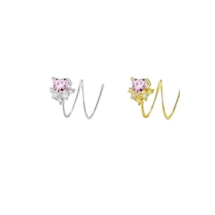 Double Nose Hoop Effect Heart Stars