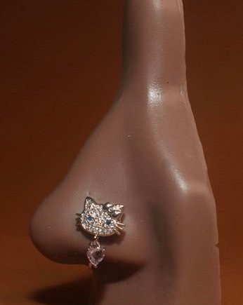 KITTY PINK DANGLE NOSE CUFF