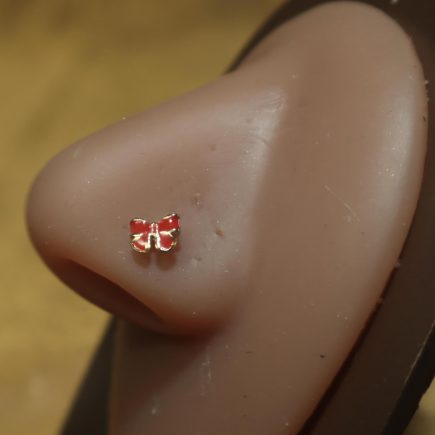 Red Bow Christmas Nose Stud