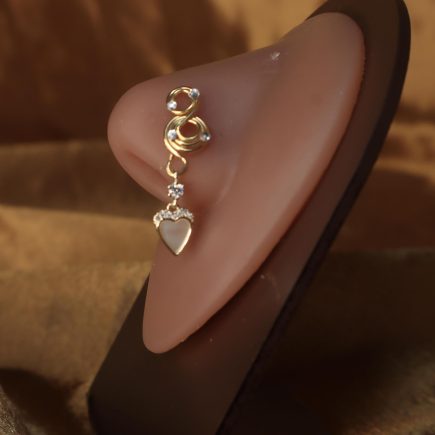 Swirl Heart Dangle Nose Stud