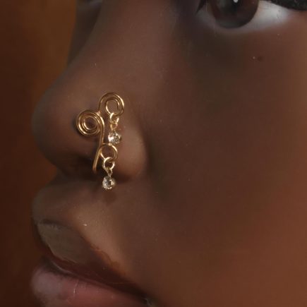 Three Swirl Dangle Gem Nose Cuff Jewelry