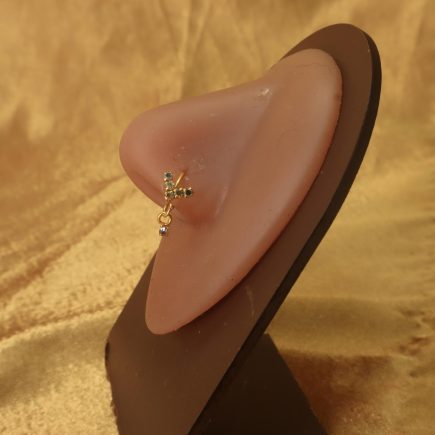 V-Shaped Dangling Gemstone Nose Hoop