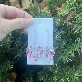 Glitter Heart Acrylic Dangle Earrings Valentines