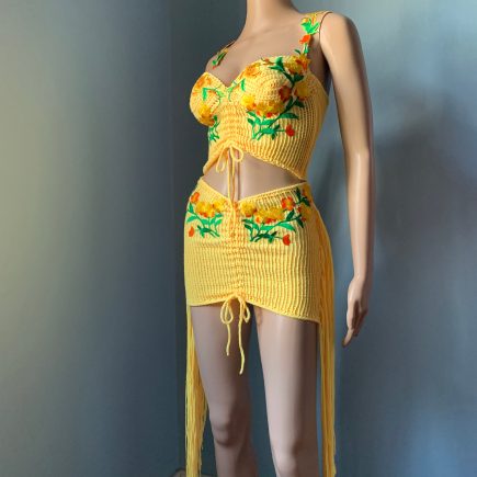 Dana Crochet x Knitted Skirt Set