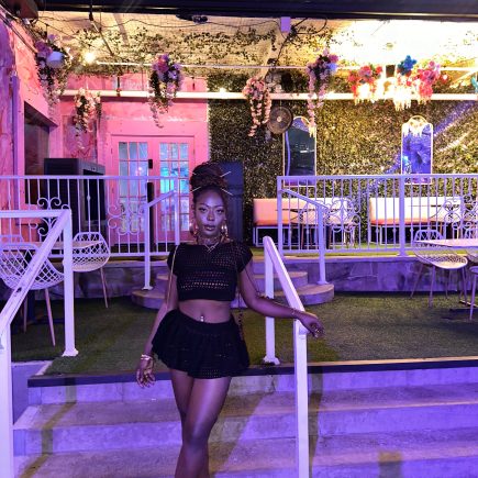 Black liquor skirt set