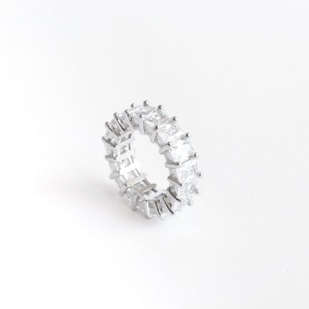 Amor ice ring 45 degree side view on white backdrop