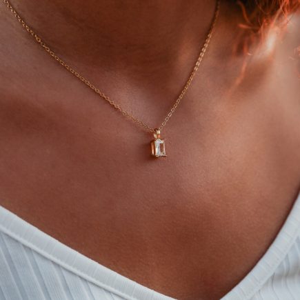 White diamond the one necklace on model